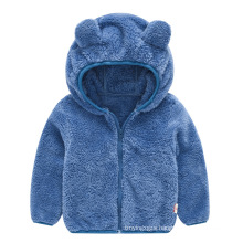 The baby young child little bear ear cute coat boys and girls baby solid color hooded jacket children's sweater